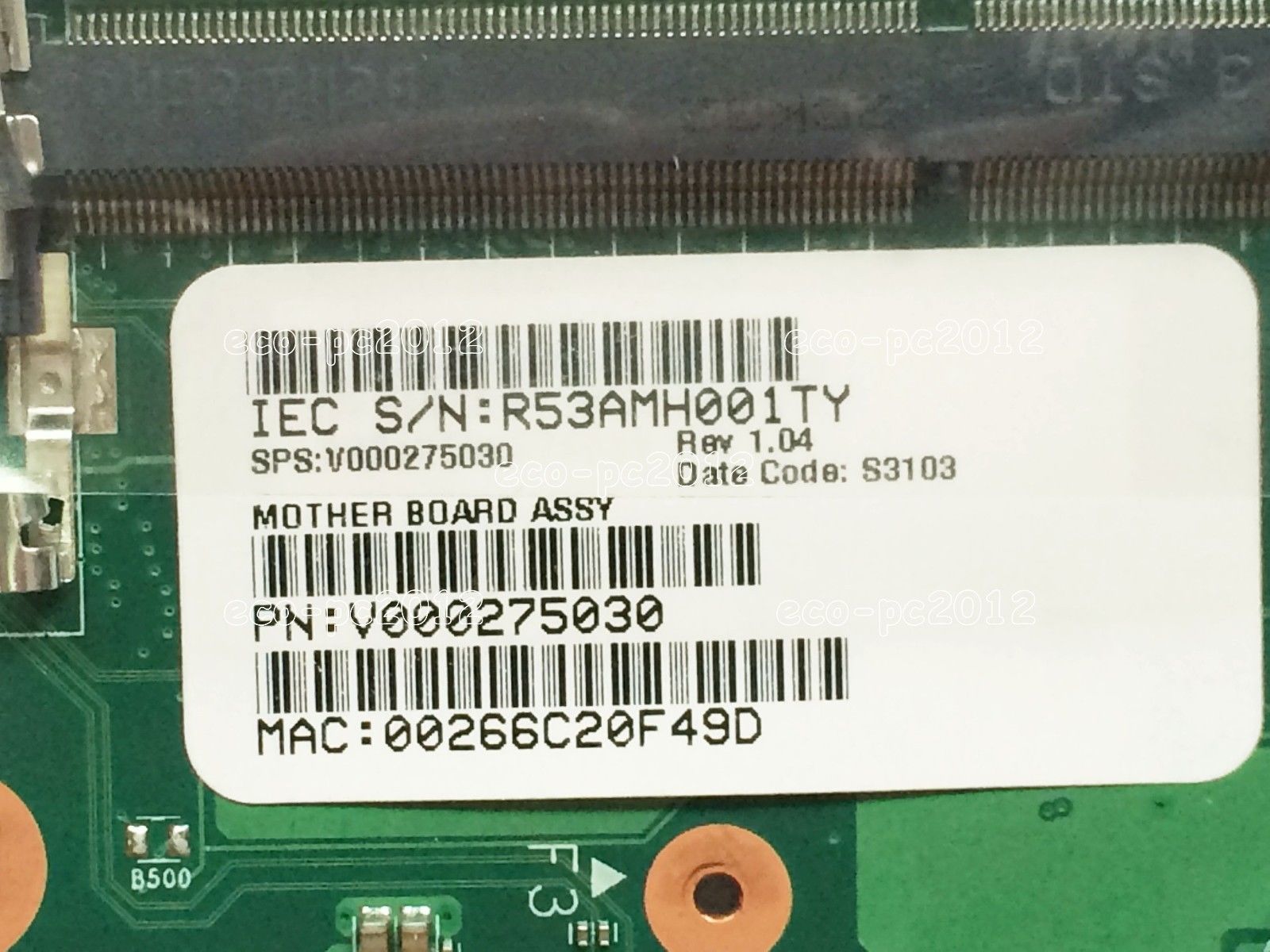Toshiba Satellite AMD Motherboard Hauptplatine V000275030 DK10AC-6050A24920